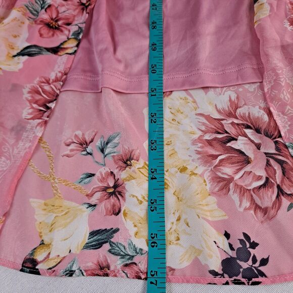 JM Collection Maxi Dress With Overlay Womens XL Pink Floral Sleeveless V-neck - Picture 8 of 8